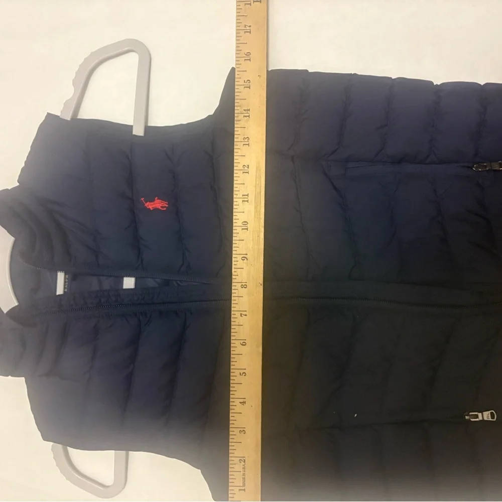 Polo Ralph Lauren Youth‎ Boys Down Vest Size 7 Blue Full Zip Red Pony